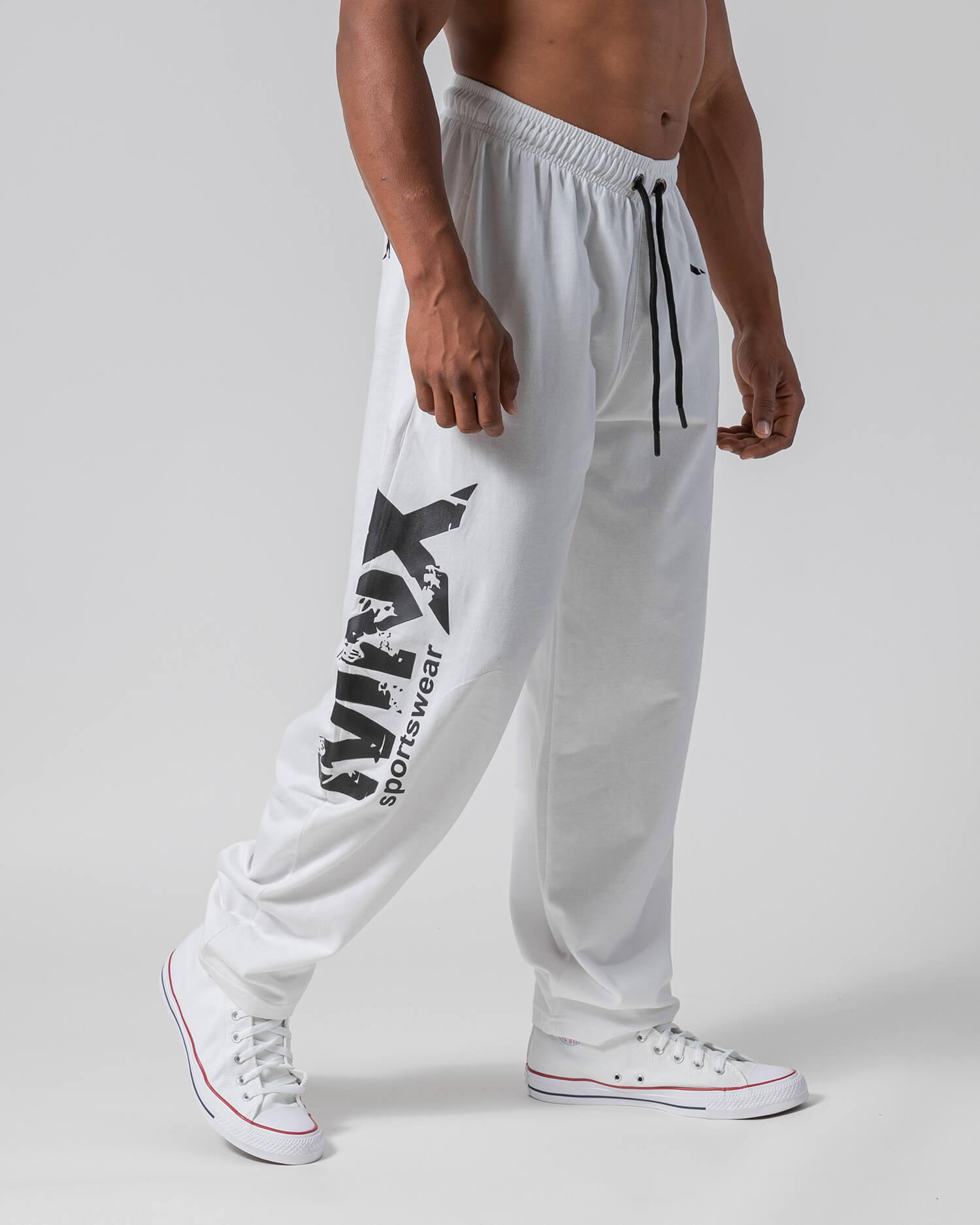MNX Pantalones clásicos de culturismo, blanco - MNX Sportswear