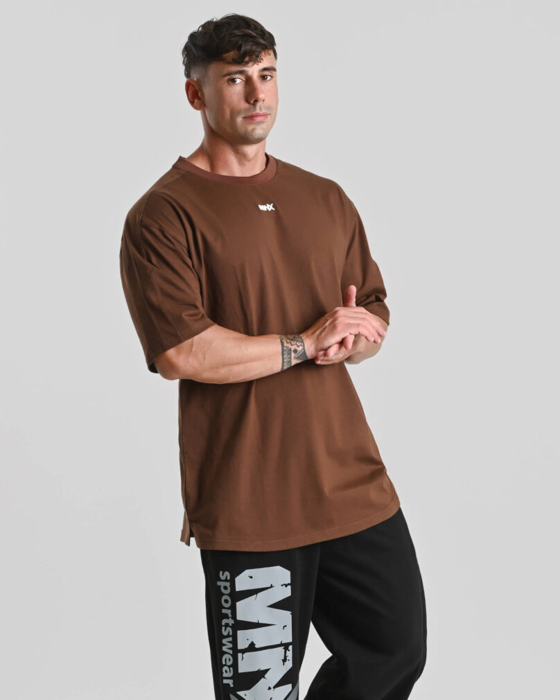 T-shirt in cotone MNX Basix, cioccolato - immagine 3