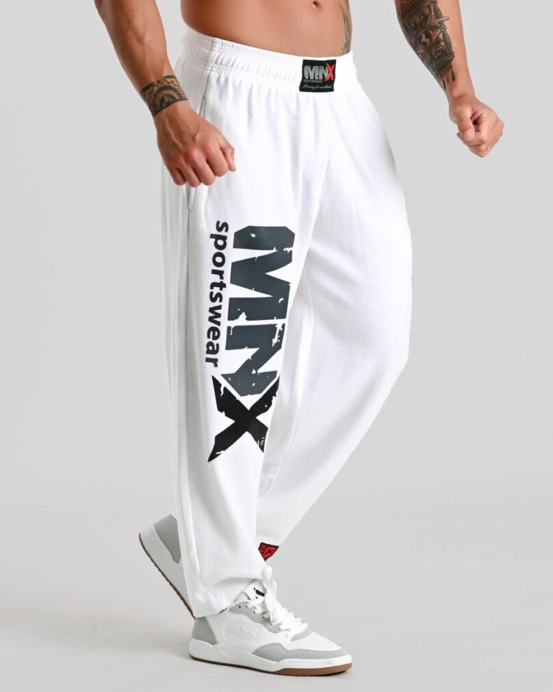 MNX Moške rebraste dolge hlače Hammer 3.0 light, bele