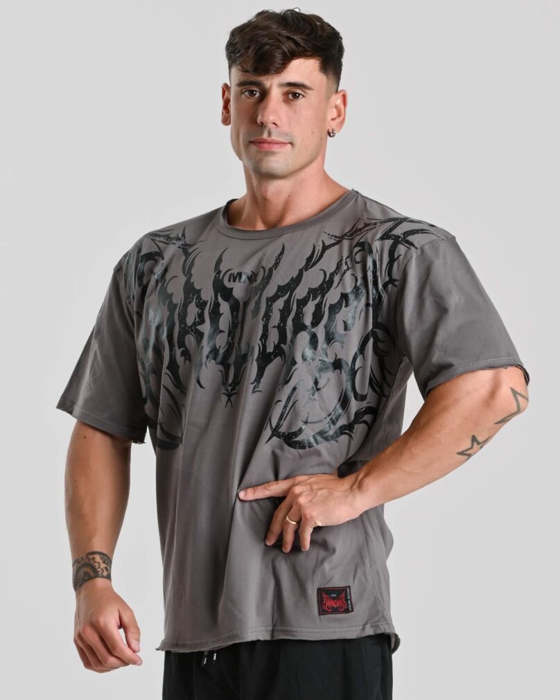 Camiseta Oversize MNX Hardcore, Gris - Imagen 2