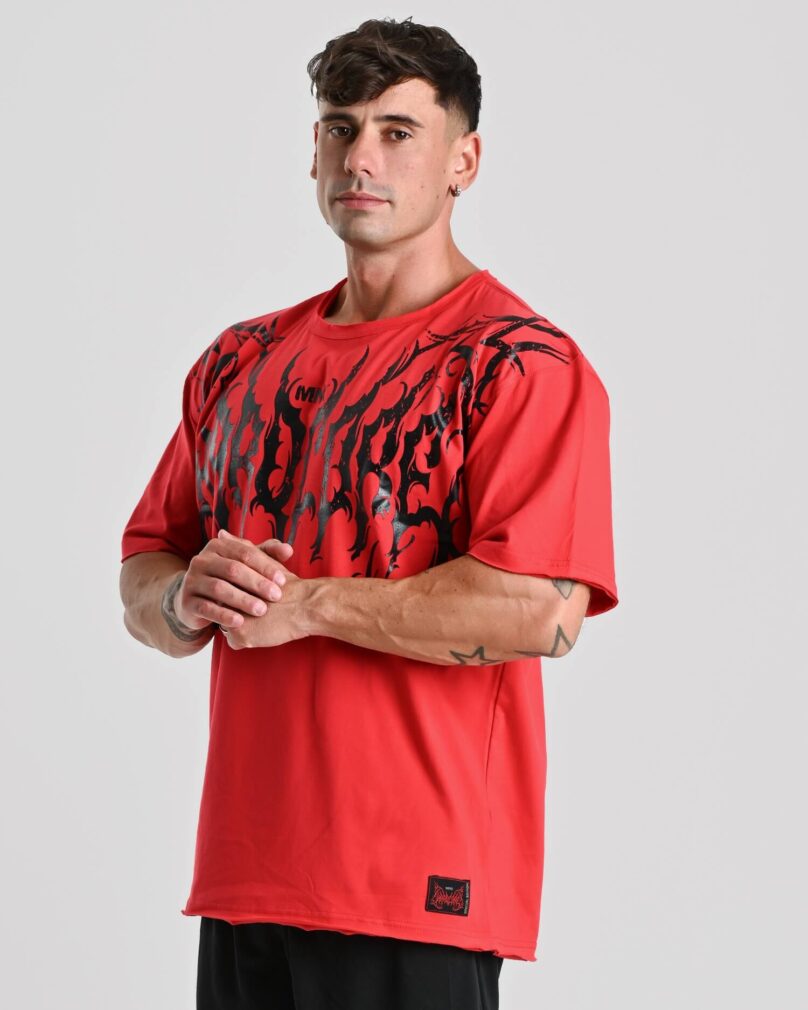 Camiseta Oversize MNX Hardcore, Roja - Imagen 4