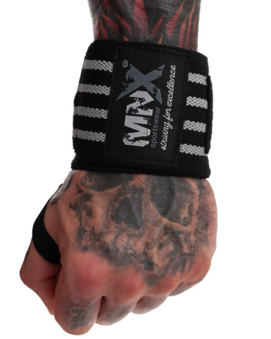 MNX Muñequeras Grey & Black, pesadas y suaves de 18”