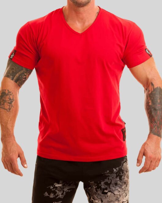 MNX V neck basic T-shirt, red